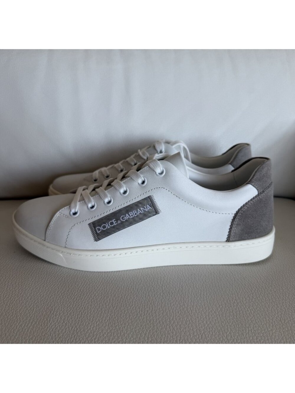 NEW Dolce&Gabbana Sneakers White Grey Suede Men’s Size 6 UK 40 EU